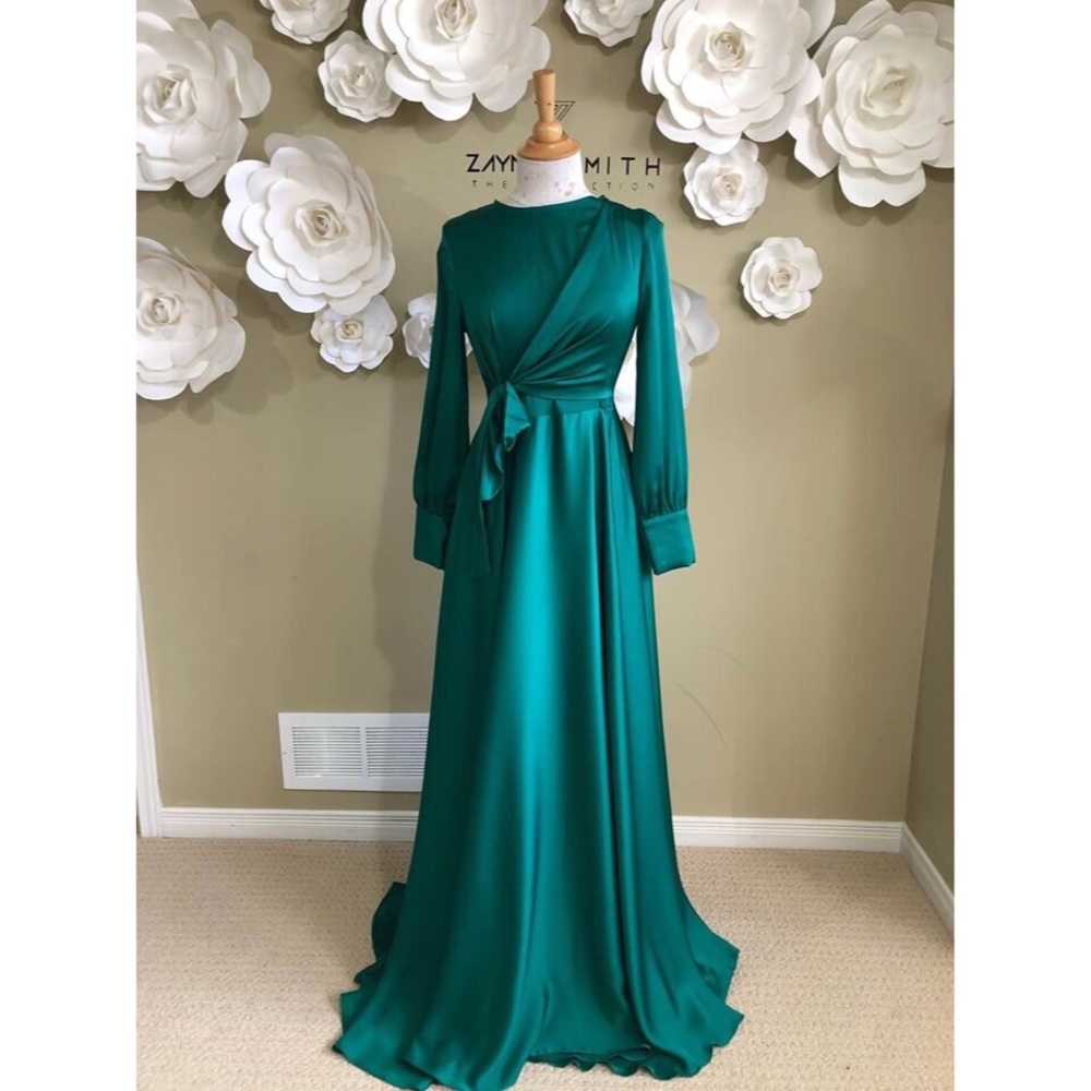 Emerald Green Satin Evening Dress